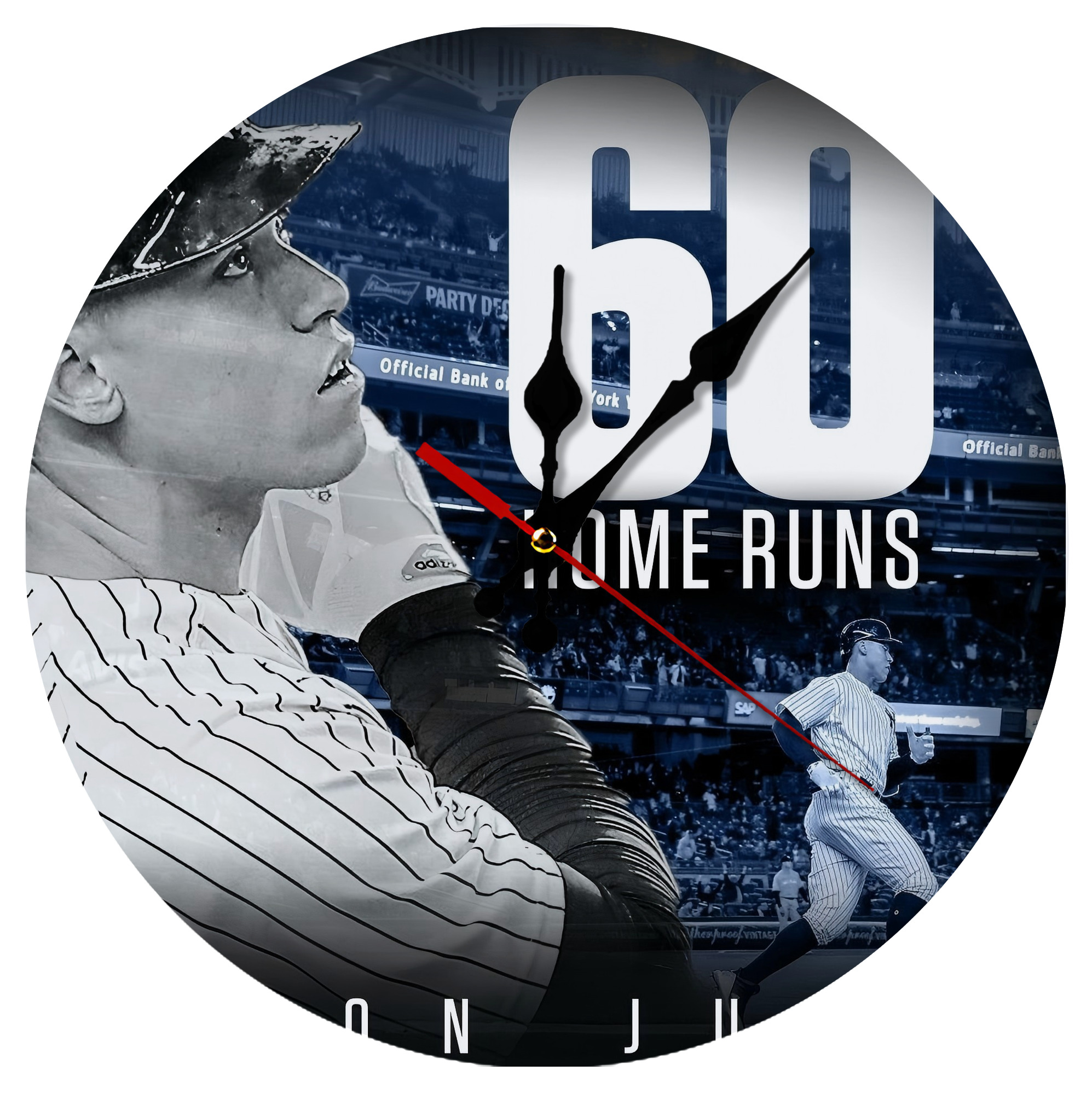 Aaron Judge 60 Home Runs 1 Silent Round Wall Clock – Modern & Stylish DIY Design, Durable Wood Construction, Easy To Install – Perfect For Office, Bedroom, Living Room, And More